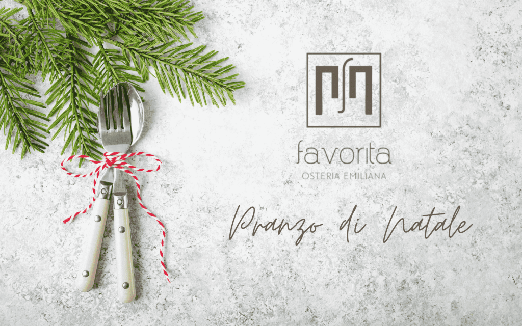 Decorazione natalizia con logo Osteria Favorita per il pranzo di Natale del 25 dicembre 2025