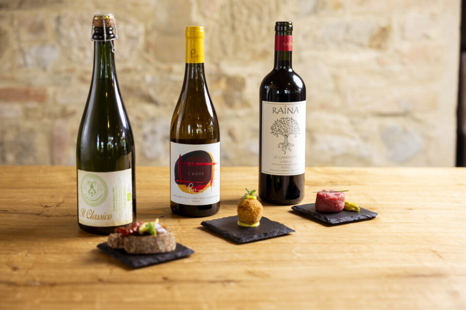 Tre vini con abbinamenti gastronomici della degustazione Wine Focus all’Osteria Favorita