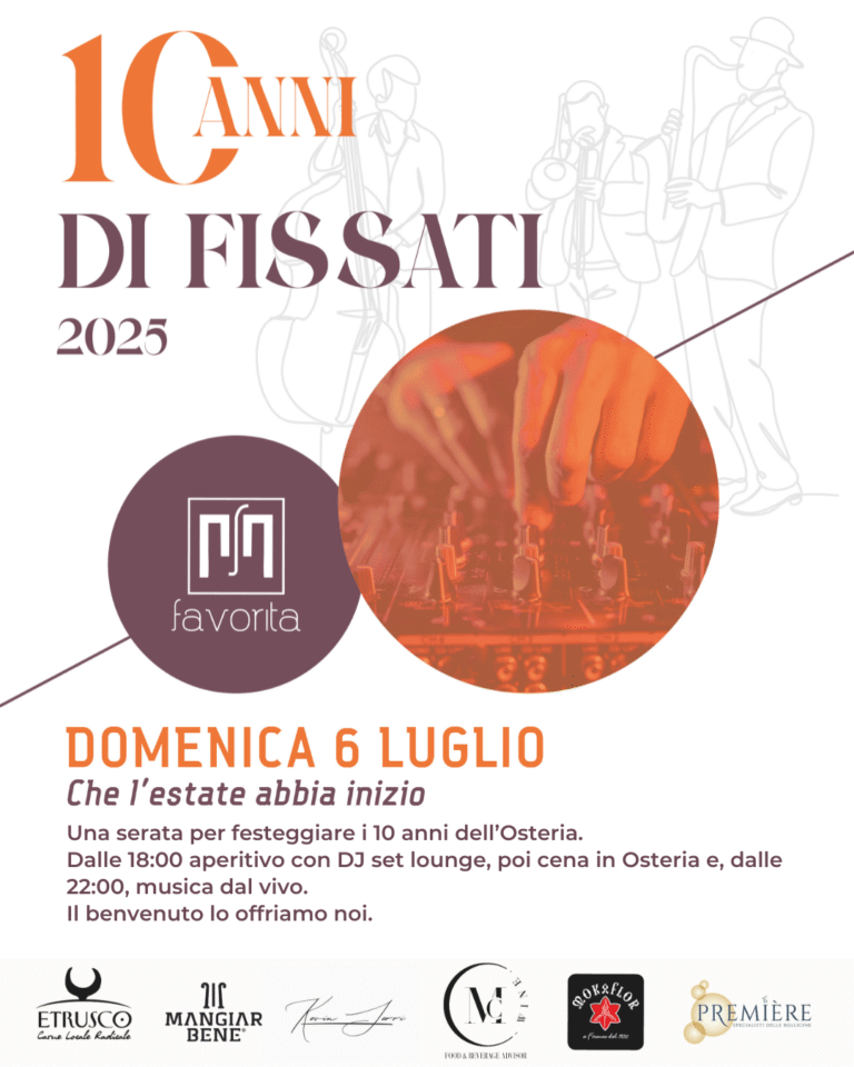 Festa dei 10 anni dell’Osteria Favorita con DJ set e musica live